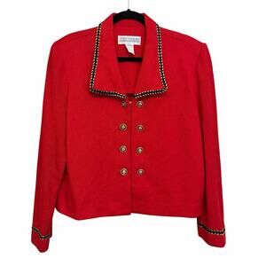 Vintage Jessica Howard Blazer Jacket 16 Red Dark Academia Royalcore Made in USA